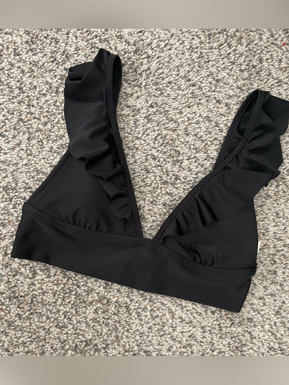 Bundle 3/$30 - aerie Black V-Neck Ruffle Bikini Top